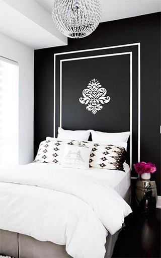 黑白色床头设计