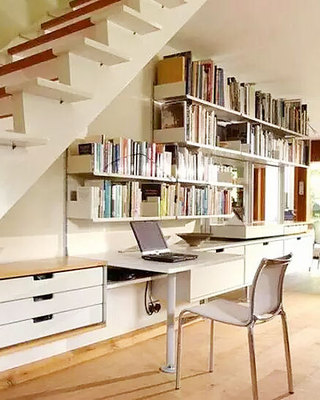 楼梯下的小书房设计