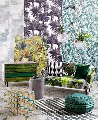 热带风情客厅植物壁纸