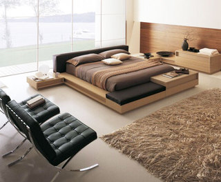 木色舒适床设计