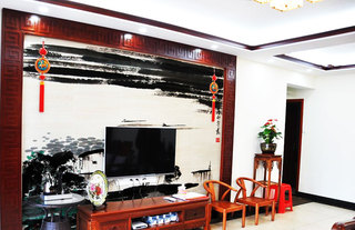 大气中式客厅电视背景墙设计