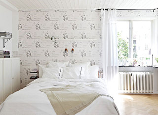 繁花盛放的北欧卧室壁纸
