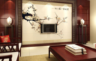 温润素雅中式装修客厅电视背景墙