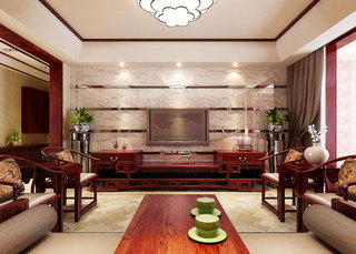 儒雅新中式客厅装修效果图