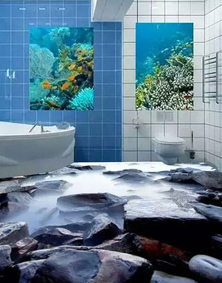 创意卫浴间3D地板纸