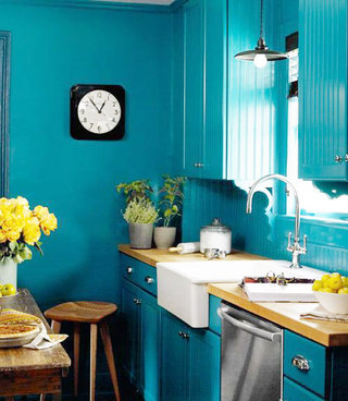 蓝色厨房效果图片