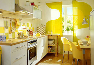 黄色厨房效果图