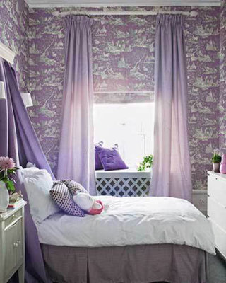 紫色窗帘效果图