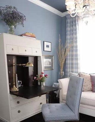 优雅灰蓝色客厅布置效果图