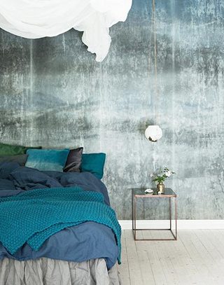 清爽蓝色卧室布置效果图