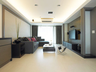 127平米新中式装修开阔客厅设计