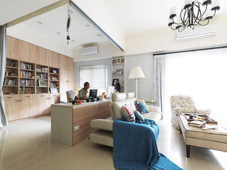 80平米浪漫舒适家客厅书房设计