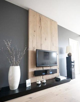 客厅木质电视背景墙