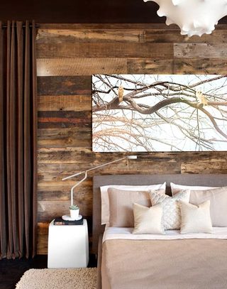 卧室木质床头背景墙
