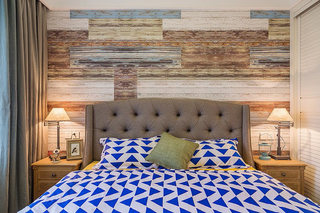 复古木板装饰卧室背景墙效果图