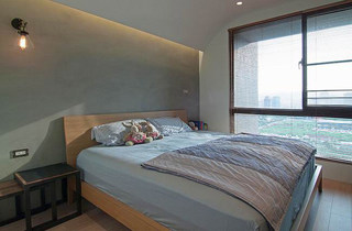 自然轻工业卧室 水泥背景墙设计