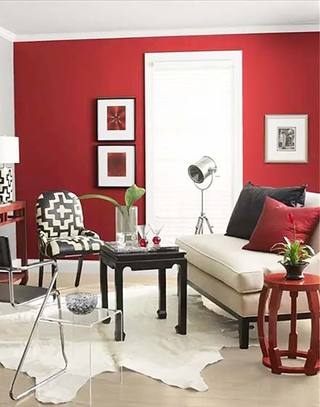 优雅红色客厅背景墙装修设计