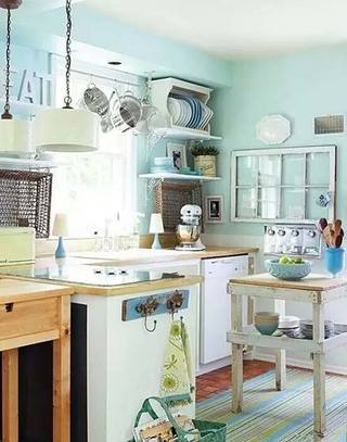 粉绿清新小厨房设计图片