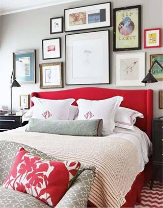 优雅红色卧室床图片