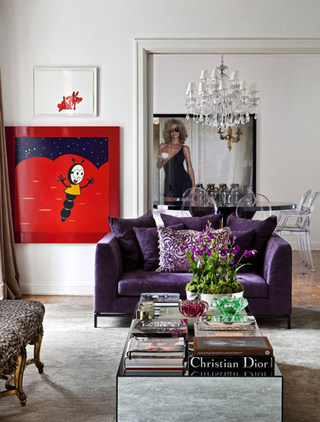 浪漫紫色客厅双人沙发图片
