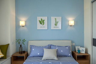 天蓝色卧室背景墙装修效果图