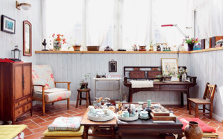 温馨复古中式茶室效果图