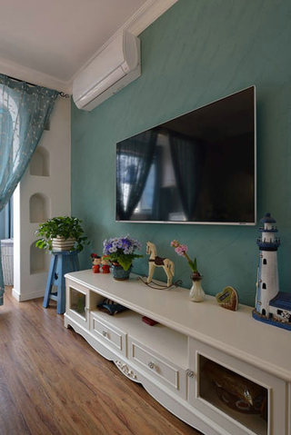 地中海主卧室蓝色电视背景墙效果图
