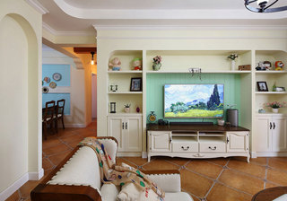水绿色客厅电视背景墙装修效果图