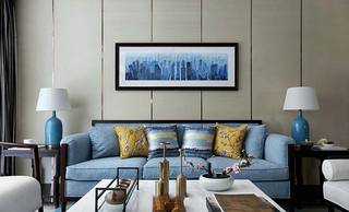时尚美式客厅 沙发背景墙实景图