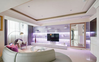 浪漫简欧风客厅 紫色电视背景墙设计