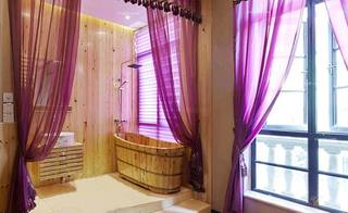 紫色系卫生间木色图片