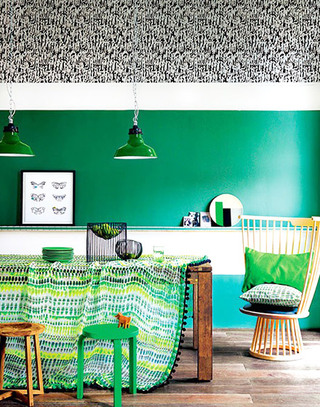 绿色餐厅桌布装饰效果图