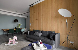 宜家混搭风格客厅 木质沙发背景墙装修