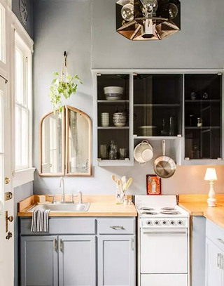 小户型厨房灰色橱柜图片