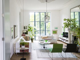 450平别墅设计装修 纯白与嫩绿的世界