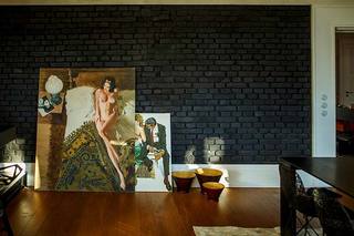 摩登欧式艺术区 黑色马赛克背景墙设计
