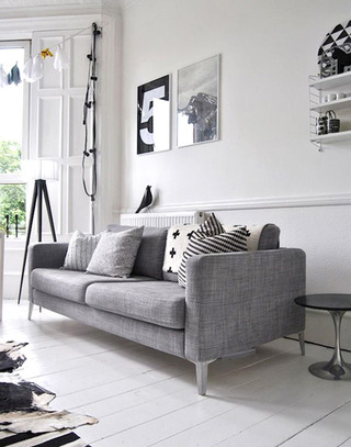 简约北欧风客厅 素灰色沙发设计