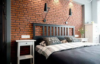 复古北欧工业风 文化砖卧室背景墙