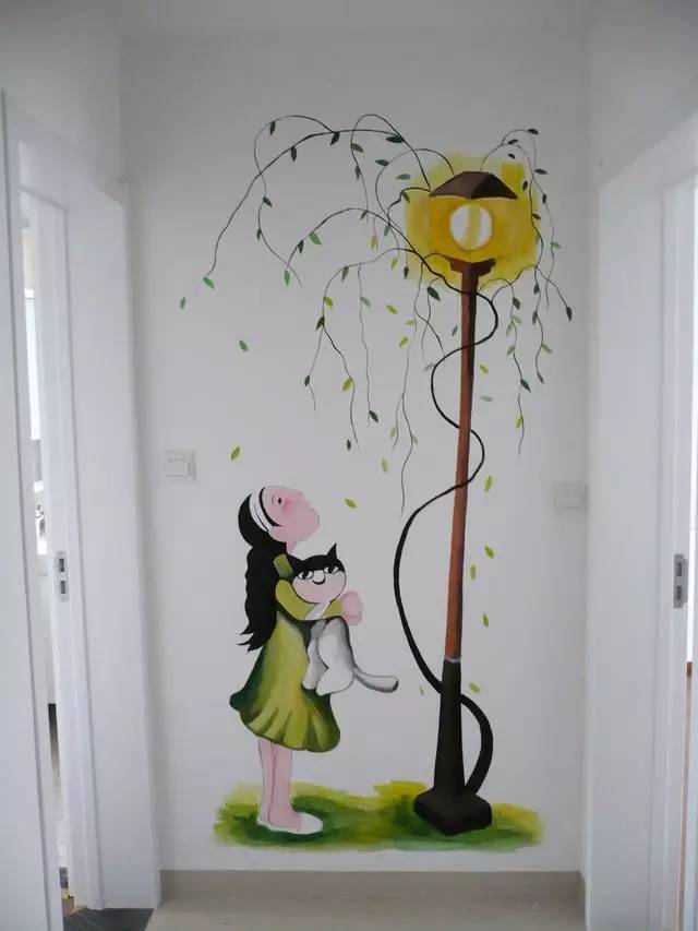 创意时尚的墙绘玄关设计太美了