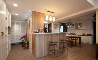 乡村美式开放式家居实木吧台设计