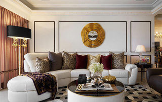 150平欧式古典风格沙发背景墙装修图片
