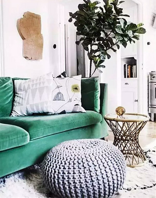 客厅绿色布艺沙发图片