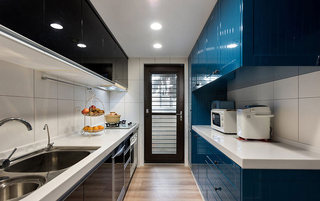 时尚现代风 湖蓝色厨房橱柜装修