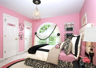 可爱粉色女孩房卧室图片
