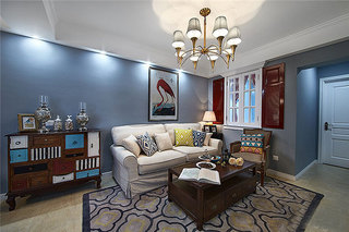 80平两室美式风格装修客厅效果图