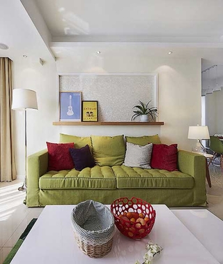 宜家现代风客厅 抹茶绿布艺沙发欣赏