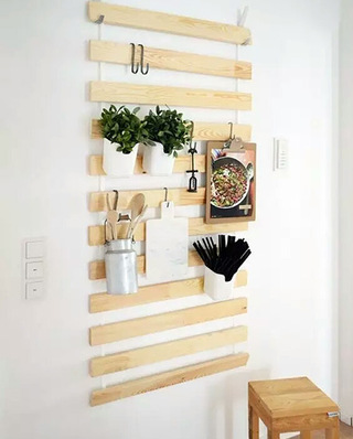 厨房木质墙面收纳架设计图