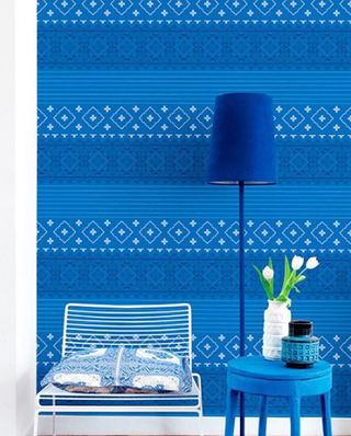 蓝色清爽客厅壁纸设计图