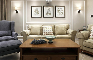 现代美式风格三居室客厅装修设计