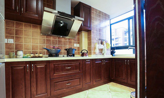 140平美式乡村四居室厨房装潢设计